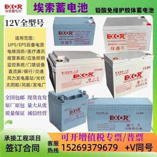 EXOR埃索蓄电池 EX/NP/GFM/12V12AH17AH24AH38A40AH50AH65AH100AH
