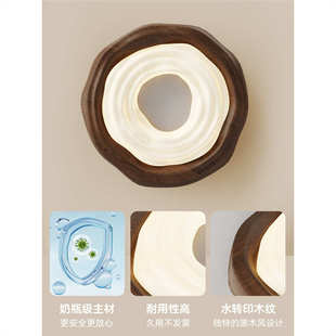 中古卧室吸顶灯原木风复古护眼2024新款 餐厅书房主卧房间灯具