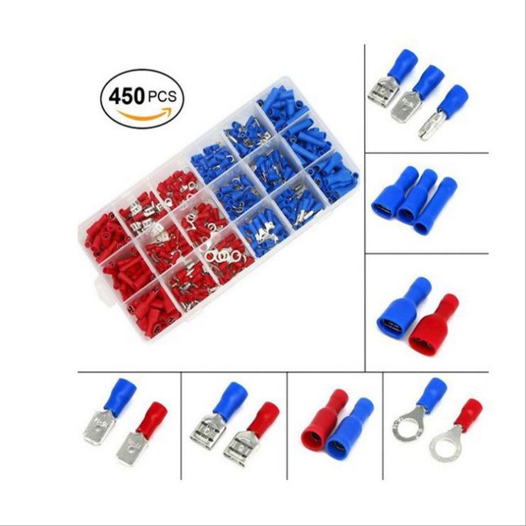 冷压端子叉型U型Y型预绝缘接线端子铜芯接线鼻子线耳450pcs套装