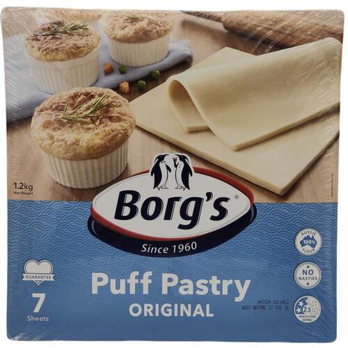 澳大利亚进口派芙千层面皮薄酥皮7片1.2kg Borg’s 7 Puff Pastry