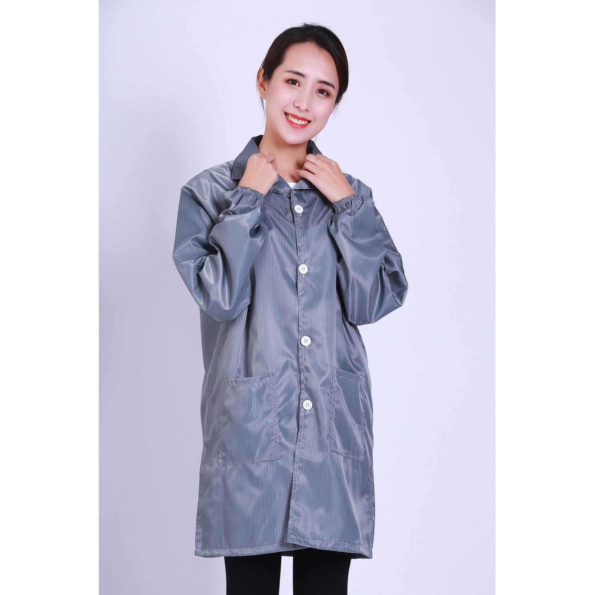 高档帽防电静带大褂防衣护服无尘条纹蓝白色防尘男女洁净净化电子