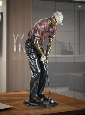 高档家居公新房运装饰品欧式办室卧室工艺摆件高尔夫球动人物