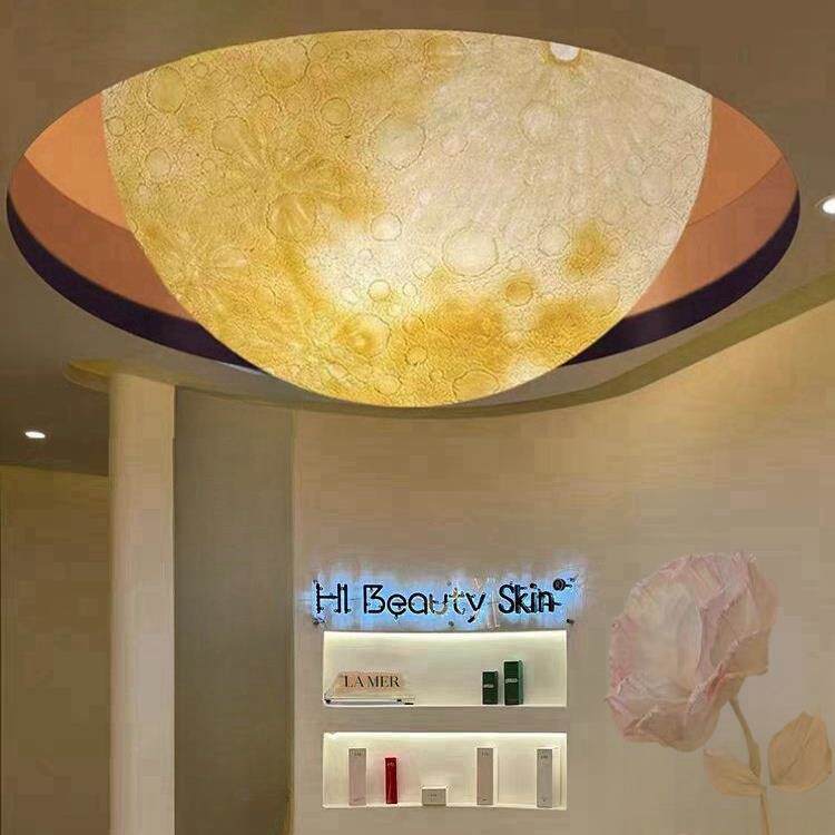 北欧吸顶灯月球灯卧室饭厅星球灯网红工装定制大号半圆球形月亮灯