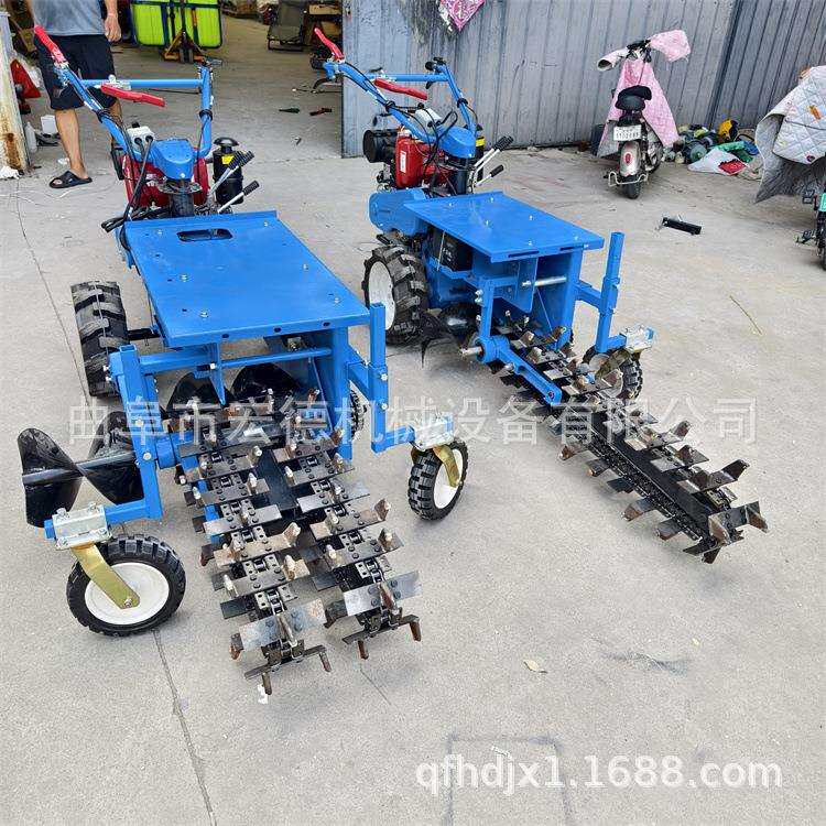 链条式开沟机自走式线缆埋管开槽机小型柴油动力挖沟机