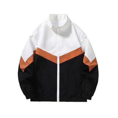 C 10058 Men's Stand Collar Color Block Jacket 拼色立领夹克