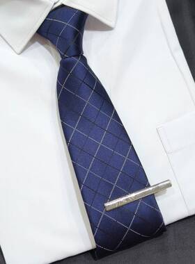 高级高档男士蓝色8CM宽版条纹手打领带商务正装时尚西装领带1018d