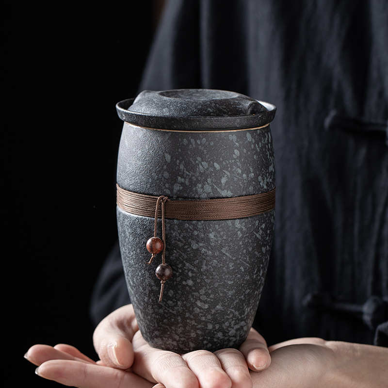 日式茶水分离泡茶杯陶瓷带盖创意过滤办公室便携家用喝茶杯水杯