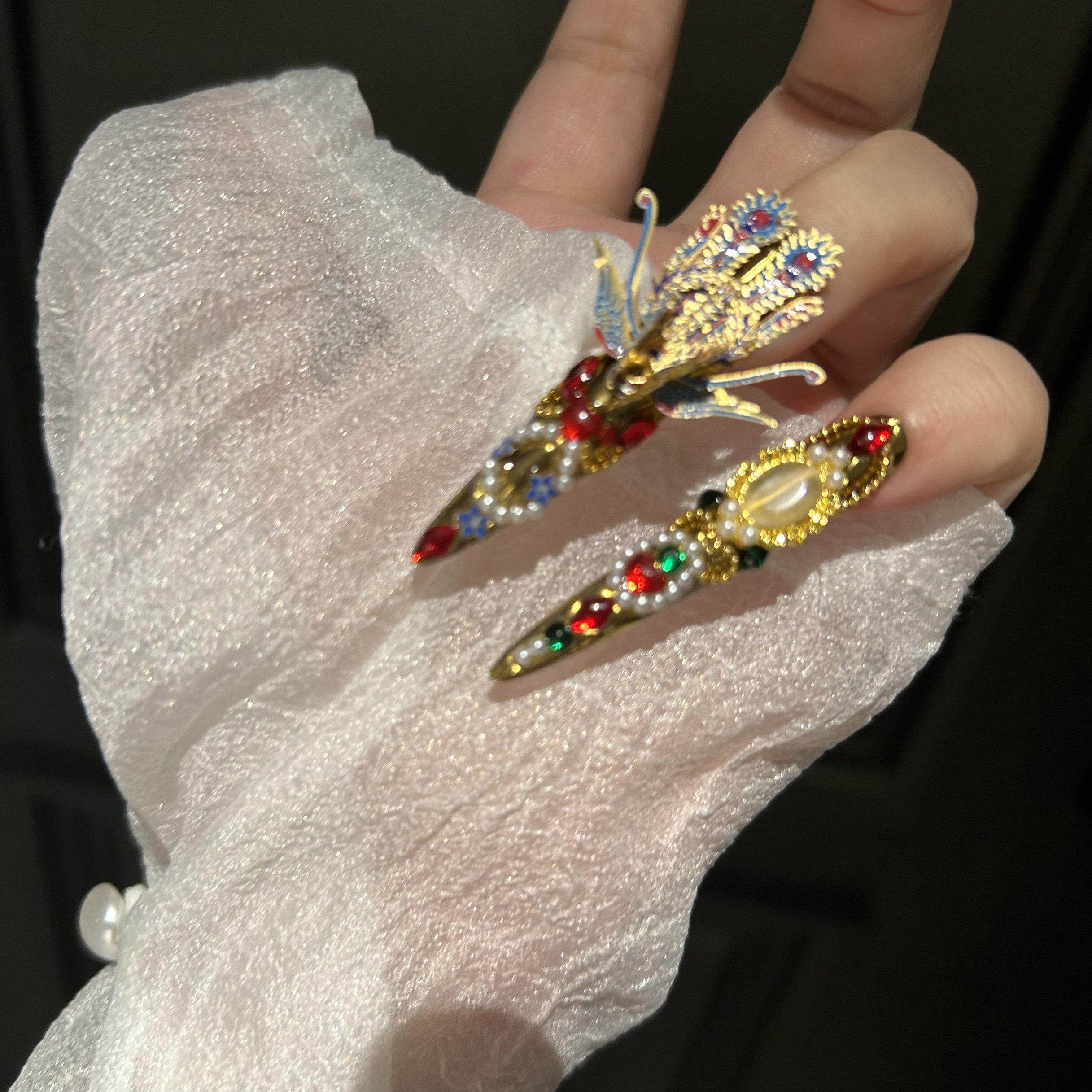 皇后 娘娘护甲熹妃回宫嬛嬛护甲古风美甲复古宫廷风纯手工穿戴甲
