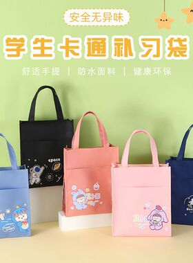 大容量学生学习收纳袋卡通补习袋印刷logo美术袋a4文件袋手提书袋