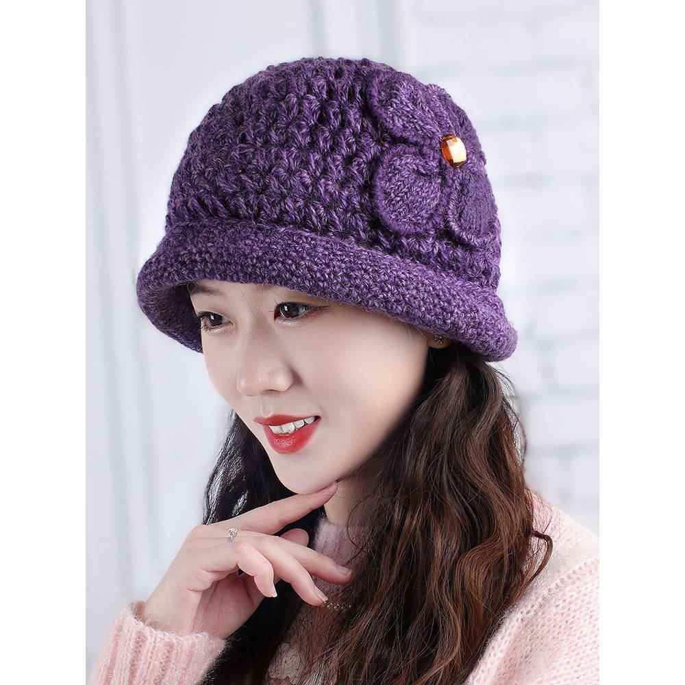 帽子女秋冬韩版潮盆帽女士针织毛线帽冬季护耳帽盆帽加厚帽1129e