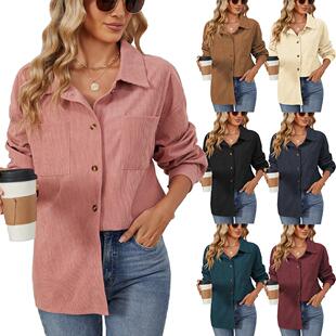 lapel shirt long pocket jacket sleeved Corduroy