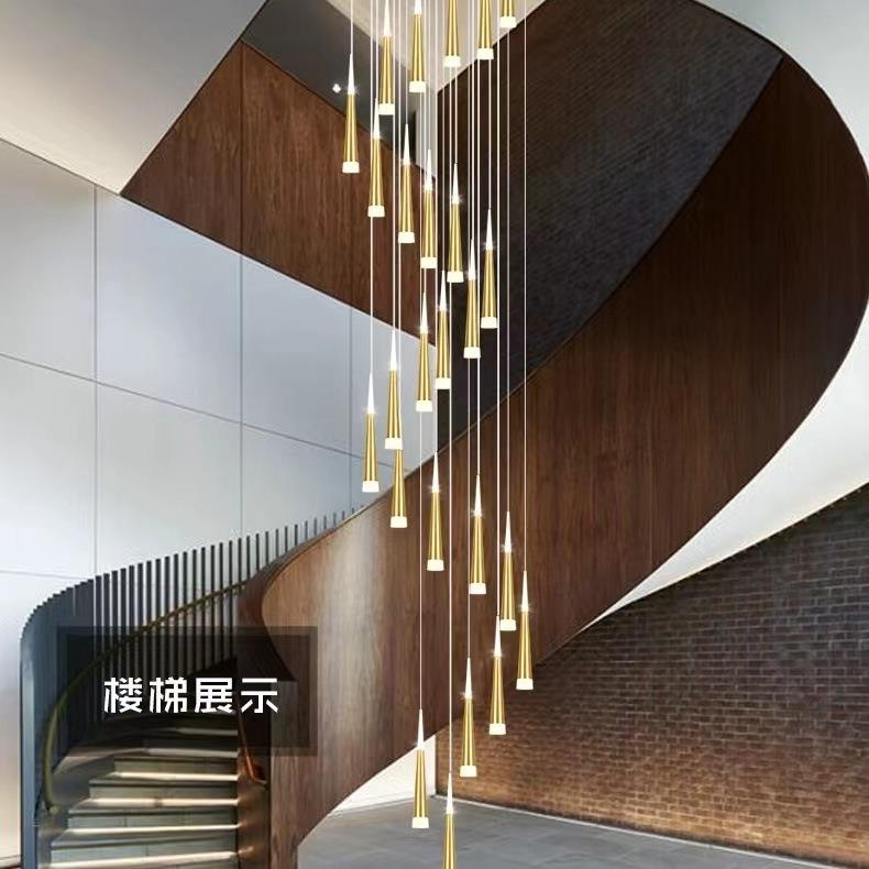 铝材旋转楼梯间长吊灯别墅创意个性公寓水晶灯北欧复式楼梯灯