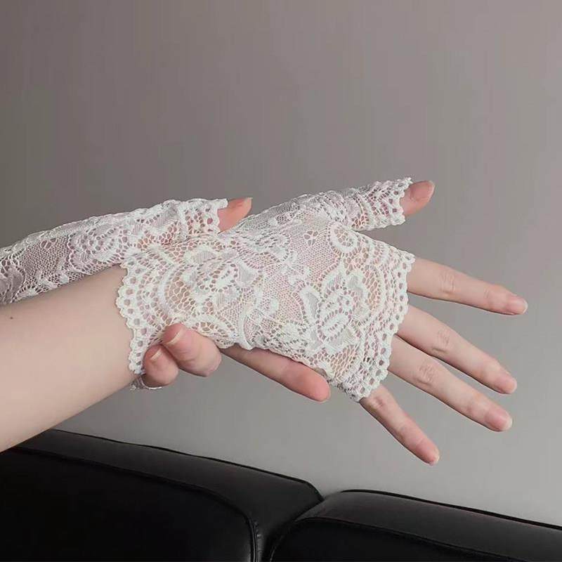 婚纱手套复古露指半截女薄款白色新娘lolita茶会优雅拍照蕾丝手腕