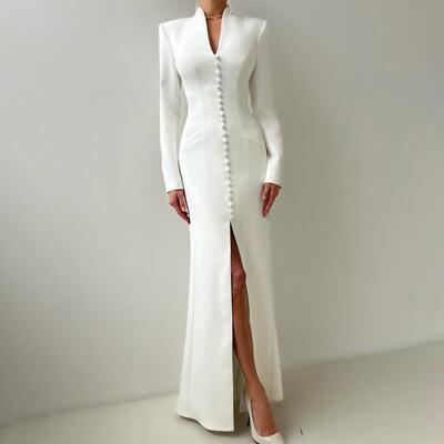 Elegant Formal Long Sleeve Dress For Business Commuting,