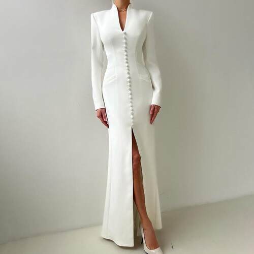 Elegant Formal Long Sleeve Dress For Business Commuting,