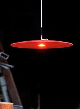 北欧飞碟吊灯红色现代简约餐厅吧台卧室床头意大利双层金属吊顶