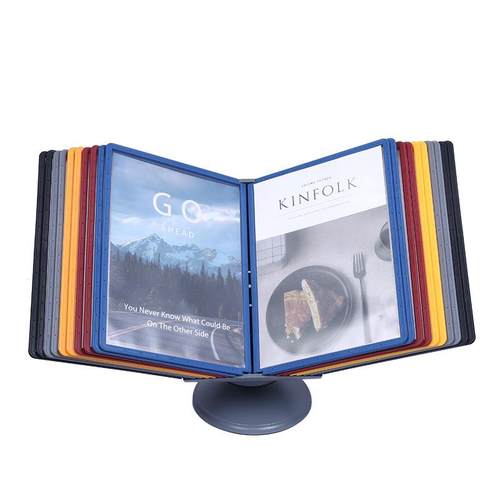 厂家A4旋转翻页文件架40面桌面台式文件展示夹壁挂资料宣传册