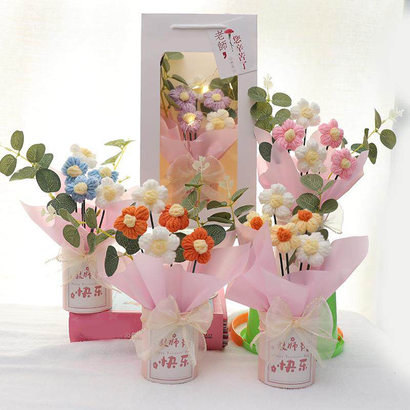 三八节礼物手工制作毛线花成品创餐桌花艺