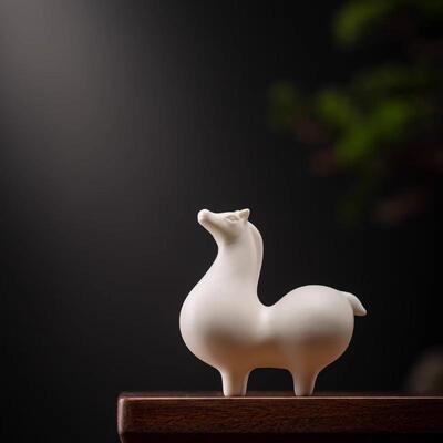 创意精品白瓷小唐马摆件家居客厅办公桌面招财马到成功装饰品摆设
