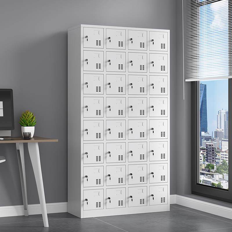 铁皮更衣柜子24门员工收纳柜带锁32格碗盘柜工厂车间鞋柜多门手机