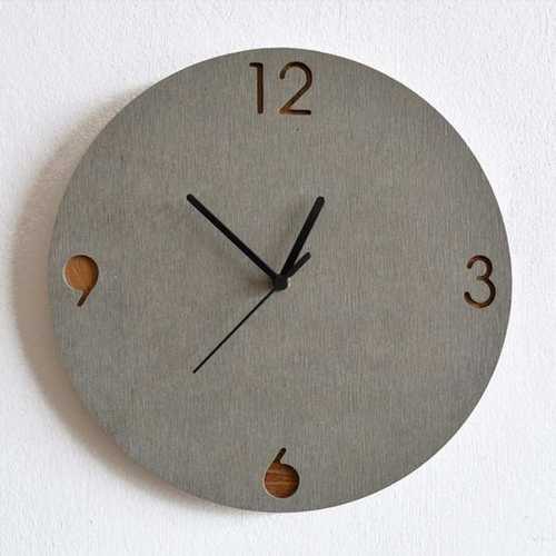 简约北欧挂钟 实木制现代简约数字水泥灰挂表时钟 批发