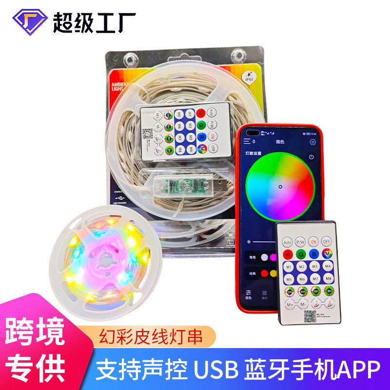 全铜线幻彩灯皮线声控蓝牙APP手机控制带遥控插电露营圣诞氛围灯