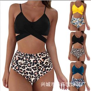 leopard ladies womens sexy bikini high cross print waist