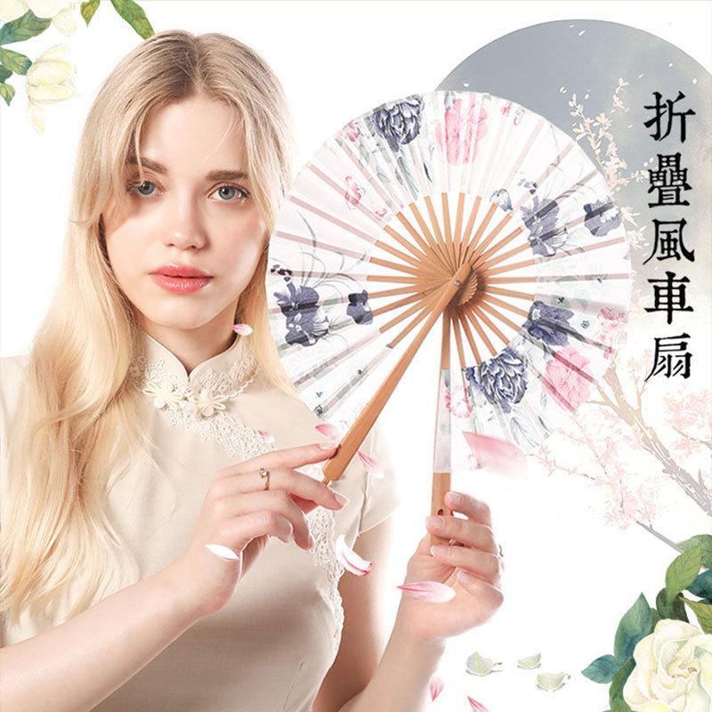 新款和折叠代发扇子扇子汉服圆折扇扇风车日式风一件礼品舞蹈团扇