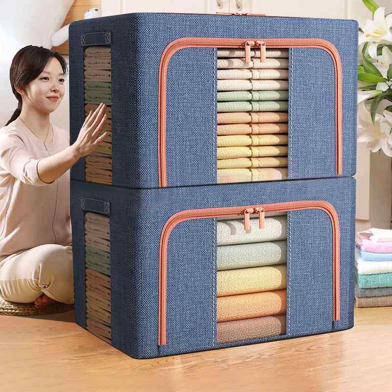 收纳箱棉麻钢架专用折叠大容量万人防潮特大号收藏收纳袋