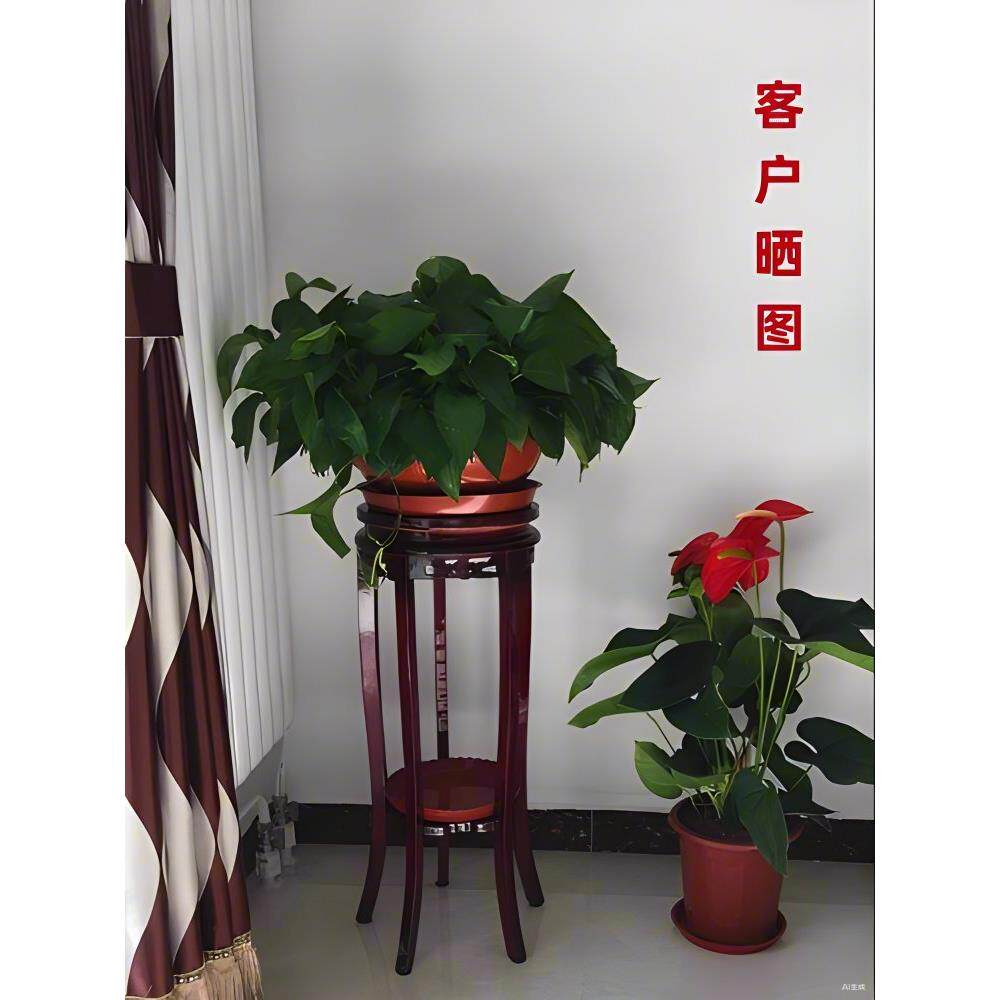 花架实木墩子中式花几室内轻奢高级感客厅盆景架圆形家用摆件底座