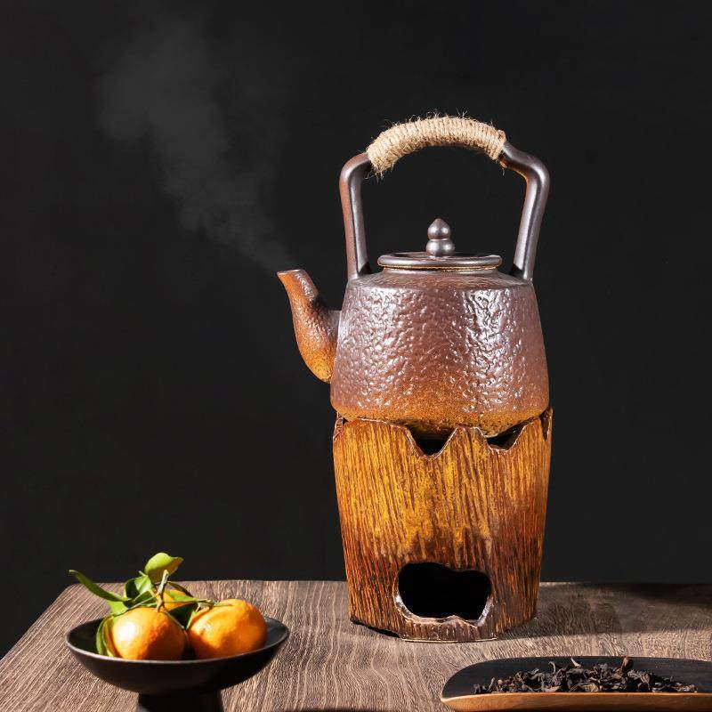 网红围炉煮茶壶小套装复古柴烧泡茶家用户外陶瓷沏茶提梁壶侧把壶