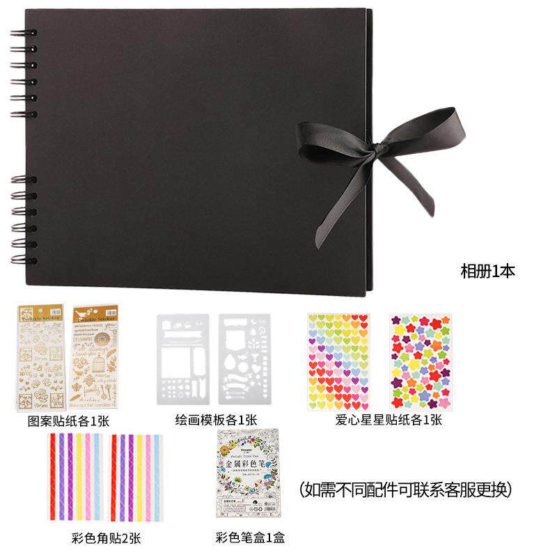 跨境热销A4套装相册本剪贴簿创意蝴蝶结纪念册收纳照片手帐