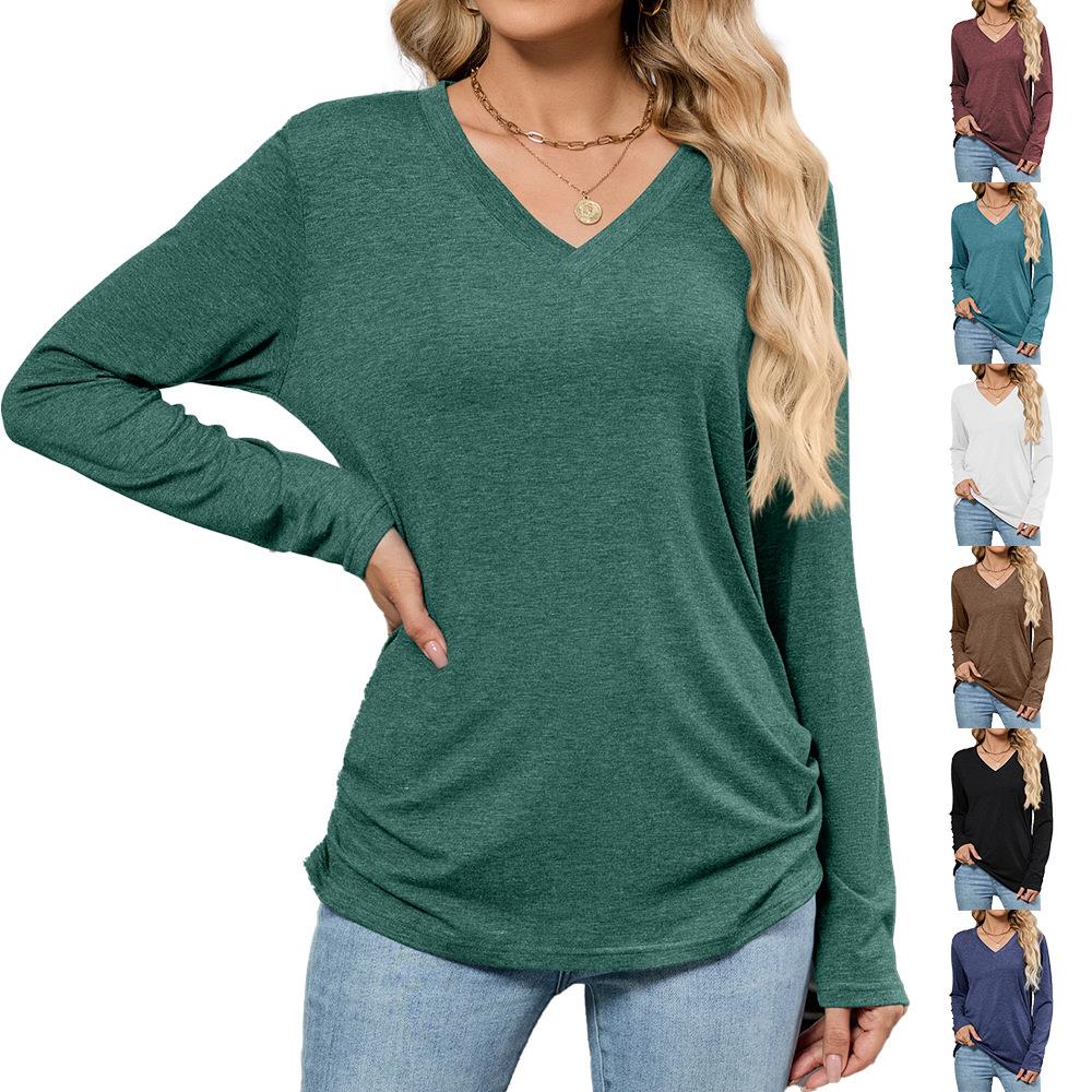 Hooded collar long sleeved T-shirt top 套头领长袖t恤上衣图片