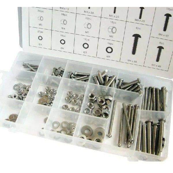 246pcs M3 M4 M5 M6 304 Stainless Steel Screws Nuts Washers