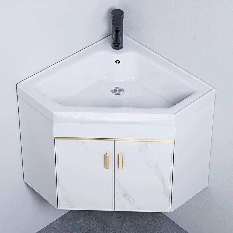 小户型挂墙式洗手盆三角形浴室柜组合家用陶瓷小号洗脸盆转角阳台