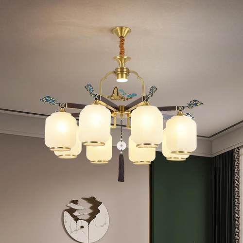 复式楼大吊新楼中式全铜实挑木中国风别63807墅空跃层灯楼中梯客