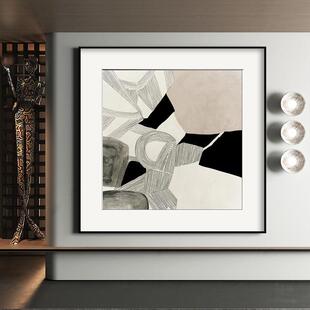 意式极简现代风装饰画方形抽象几何线条挂画客厅主卧床头书房油画