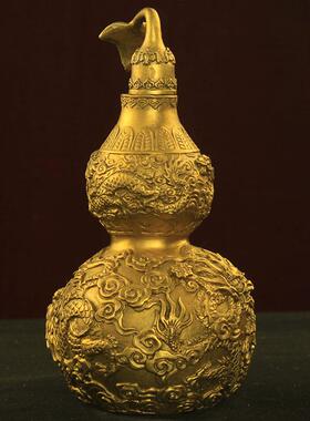 葫龙纹芦开盖铜葫芦家居装LPA铜饰摆件