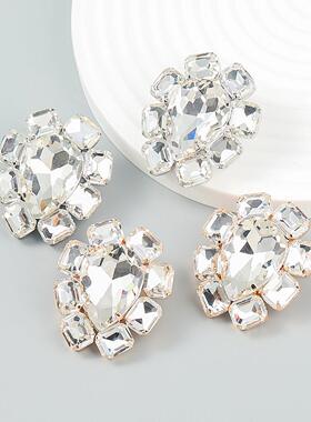 Alloy Rhinestone Drop-shaped Earrings For Women High-profile