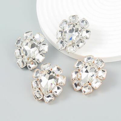 Alloy Rhinestone Drop-shaped Earrings For Women High-profile