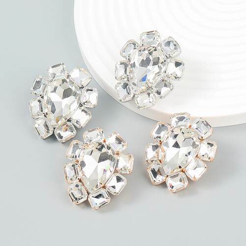 Alloy Rhinestone Drop-shaped Earrings For Women High-profile