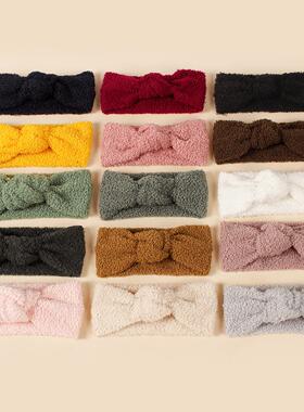 欧美蝴蝶结婴儿发带Baby Lamb Fleece Bow Knot Baby Hair Strap