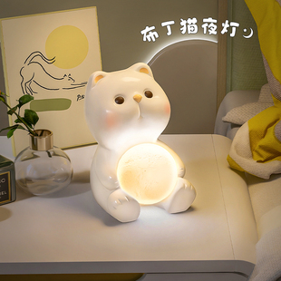 创意小猫装饰台灯儿童房伴睡小夜灯卧室床头灯拍拍灯生日结婚礼