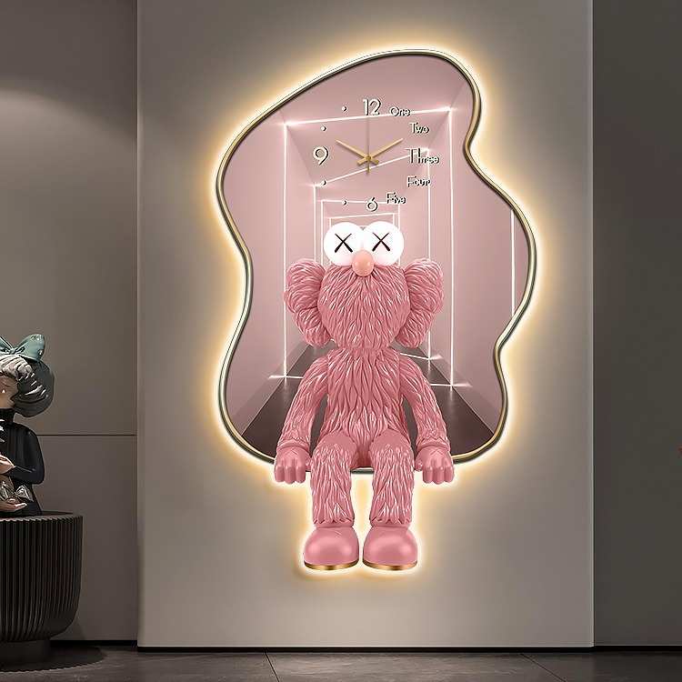 现代轻奢led氛围灯精雕画入户玄关走廊带灯装饰画卡通儿童房挂画