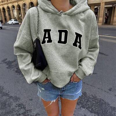 Women's Fall Winter Hoodie Perfect Choice Letter Ada Print