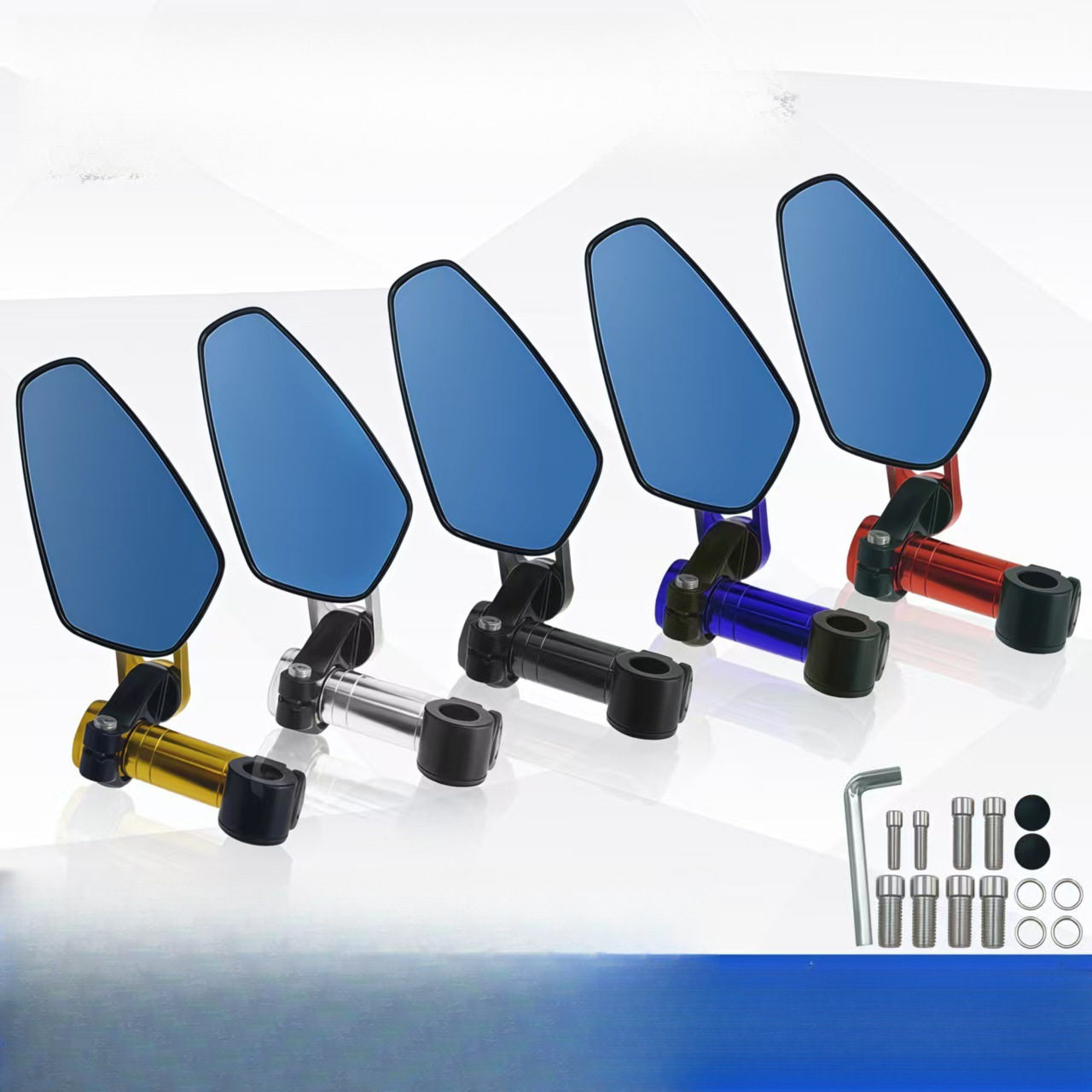 适用迷你川崎铝合金反光镜黄龙钱江后视镜摩托车改装折叠银色