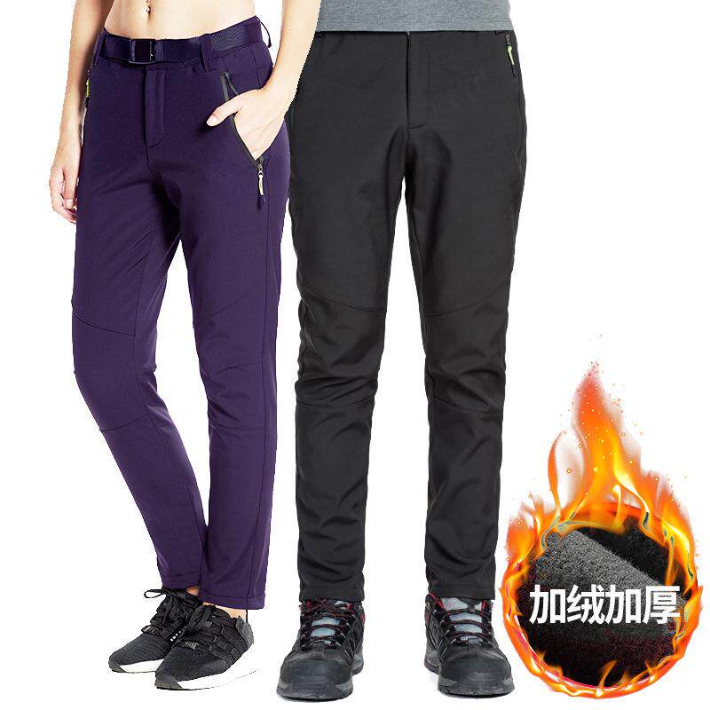 户外冲锋裤男女冬季加绒加厚登山滑雪防风防水抓绒软壳裤保暖工装