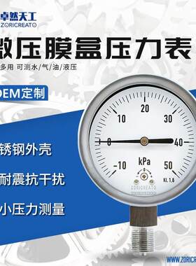 径向不锈钢膜盒耐震压力表小型天然气煤气气压表节能真空表布莱迪
