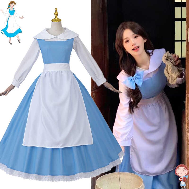 万圣节灰姑娘女仆白雪公主艾莎cos睡美人贝尔乐佩裙演出礼服成人