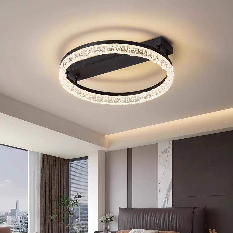 客厅吸灯205年新款圆主灯意式轻奢大气环冰2裂ODL纹顶卧室灯全屋